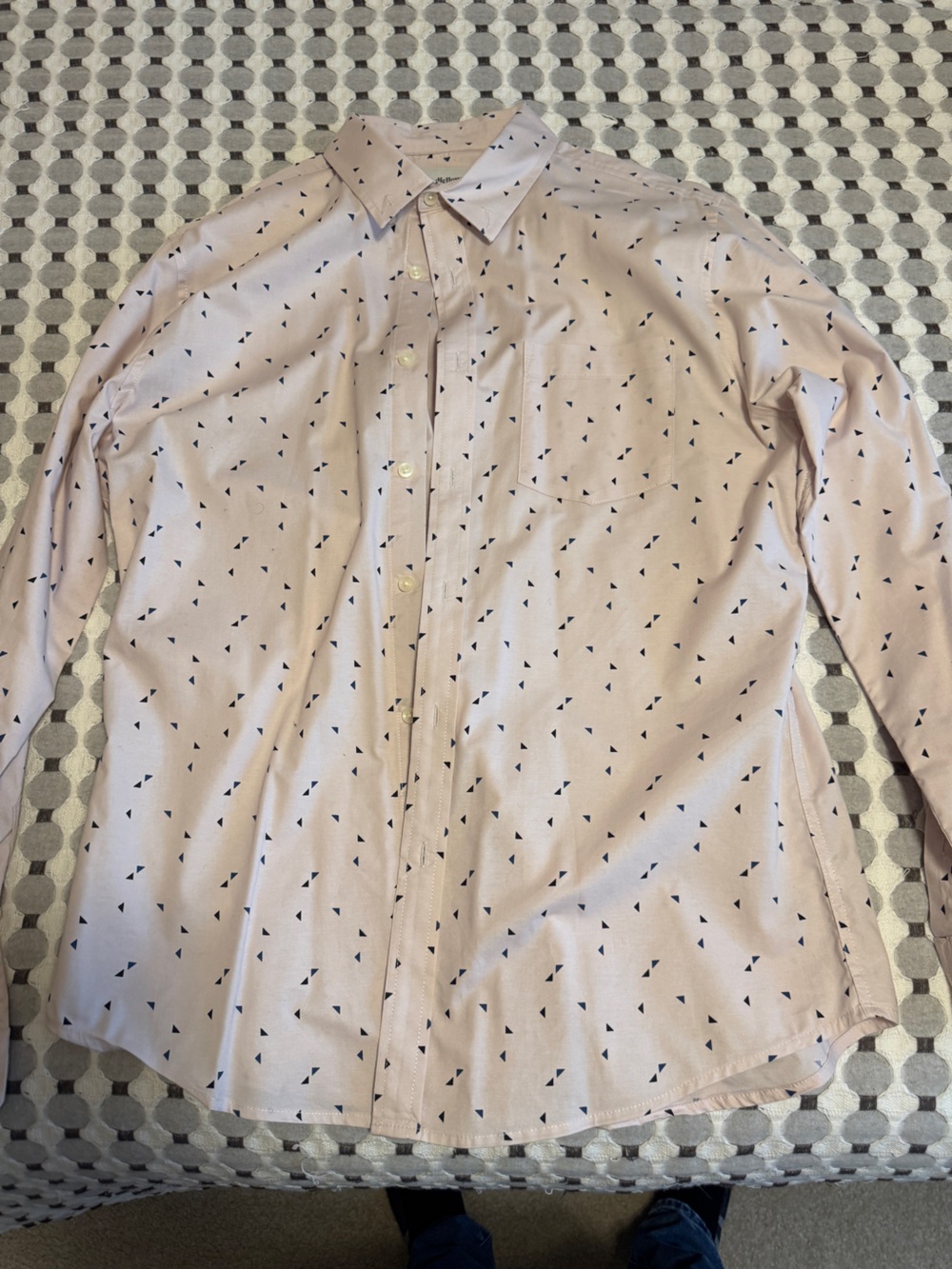 Goodfellow & Co Light Pink Button-Down Shirt with Black Triangle Print